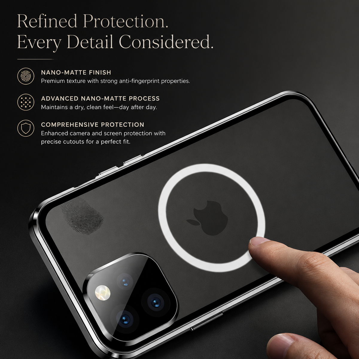 Premium iPhone Case MagSafe Compatible Transparent Tempered Glass Aluminum Frame Shockproof Protective Cover Full Body Camera Lens Protection Slim