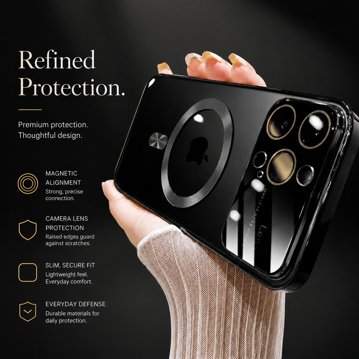Premium iPhone Case MagSafe Compatible Transparent Tempered Glass Cover Ultra Thin Shockproof Protection Camera Lens Guard Slim Magnetic Anti Scratch Design