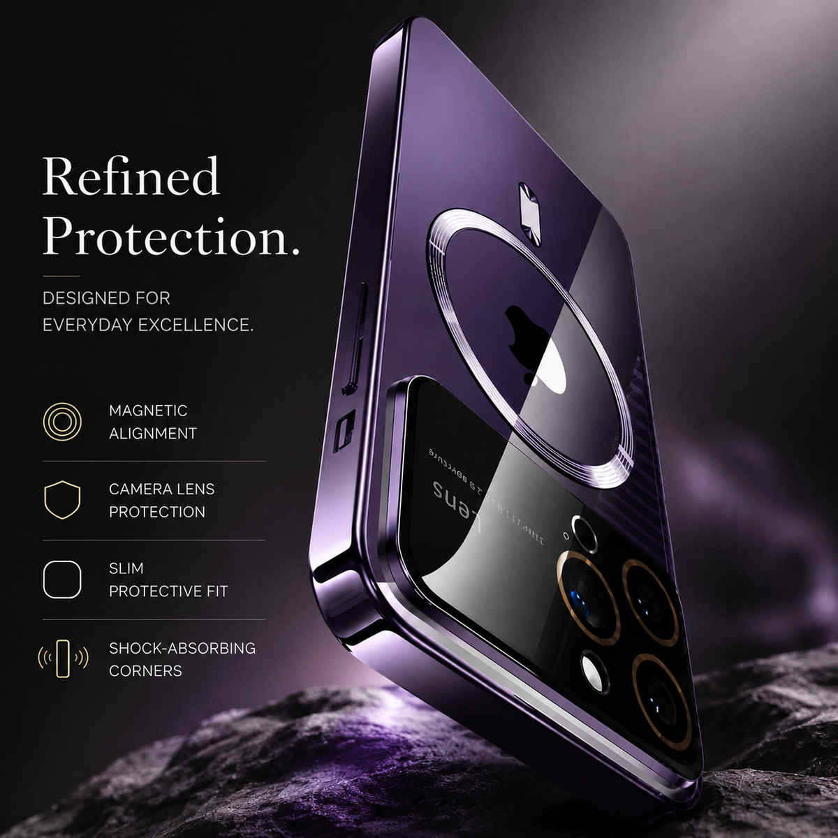 Premium iPhone Case MagSafe Compatible Transparent Tempered Glass Cover Ultra Thin Shockproof Protection Camera Lens Guard Slim Magnetic Anti Scratch Design