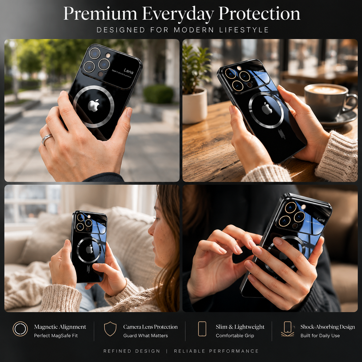 Premium iPhone Case MagSafe Compatible Transparent Tempered Glass Cover Ultra Thin Shockproof Protection Camera Lens Guard Slim Magnetic Anti Scratch Design