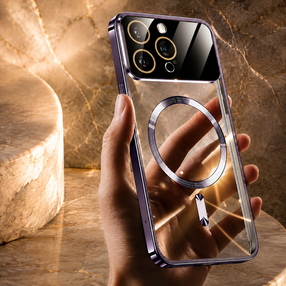Premium iPhone Case MagSafe Compatible Transparent Tempered Glass Cover Ultra Thin Shockproof Protection Camera Lens Guard Slim Magnetic Anti Scratch Design