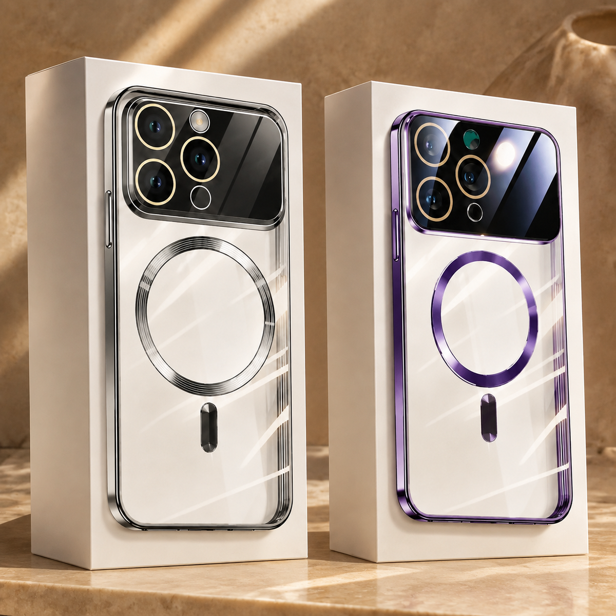 Premium iPhone Case MagSafe Compatible Transparent Tempered Glass Cover Ultra Thin Shockproof Protection Camera Lens Guard Slim Magnetic Anti Scratch Design