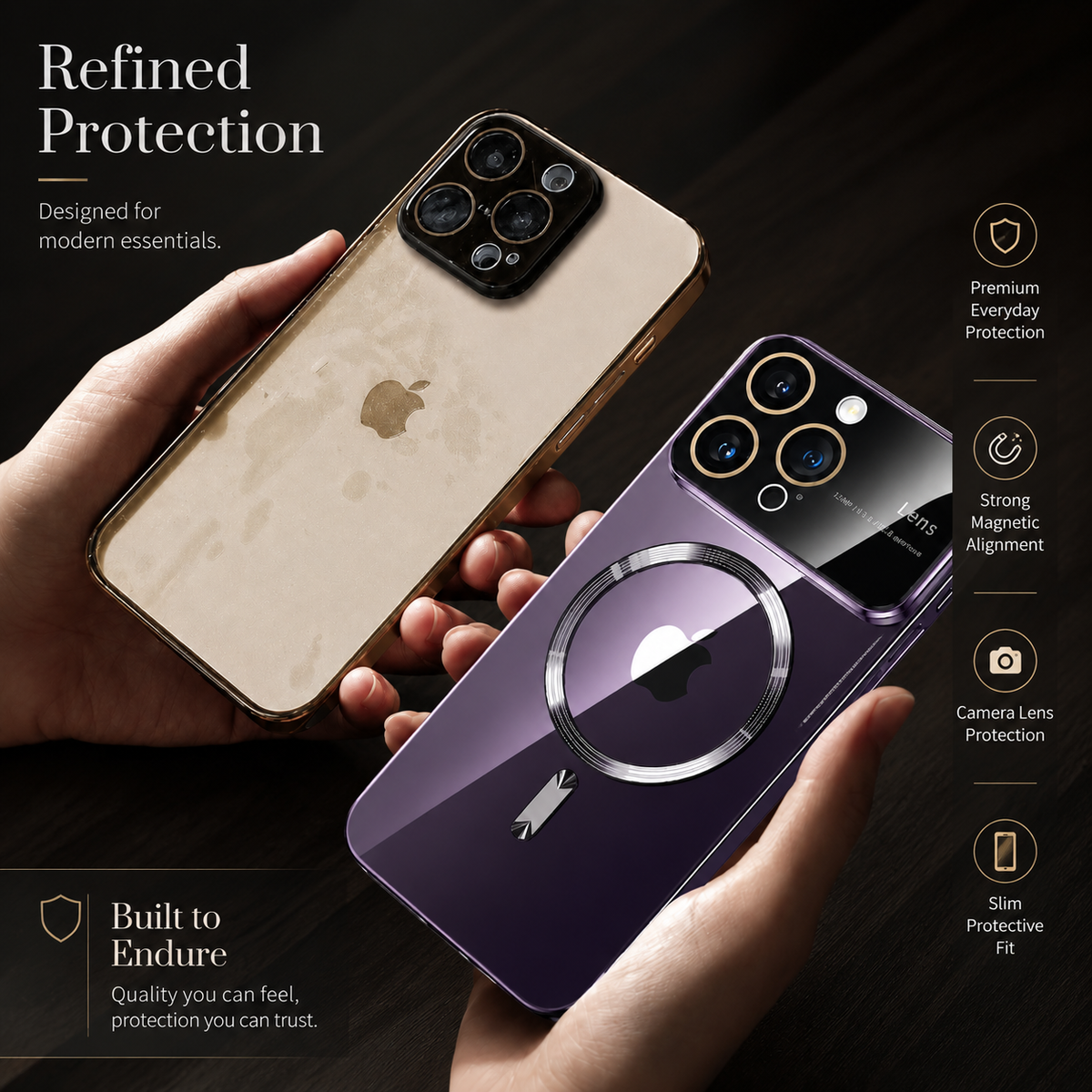 Premium iPhone Case MagSafe Compatible Transparent Tempered Glass Cover Ultra Thin Shockproof Protection Camera Lens Guard Slim Magnetic Anti Scratch Design