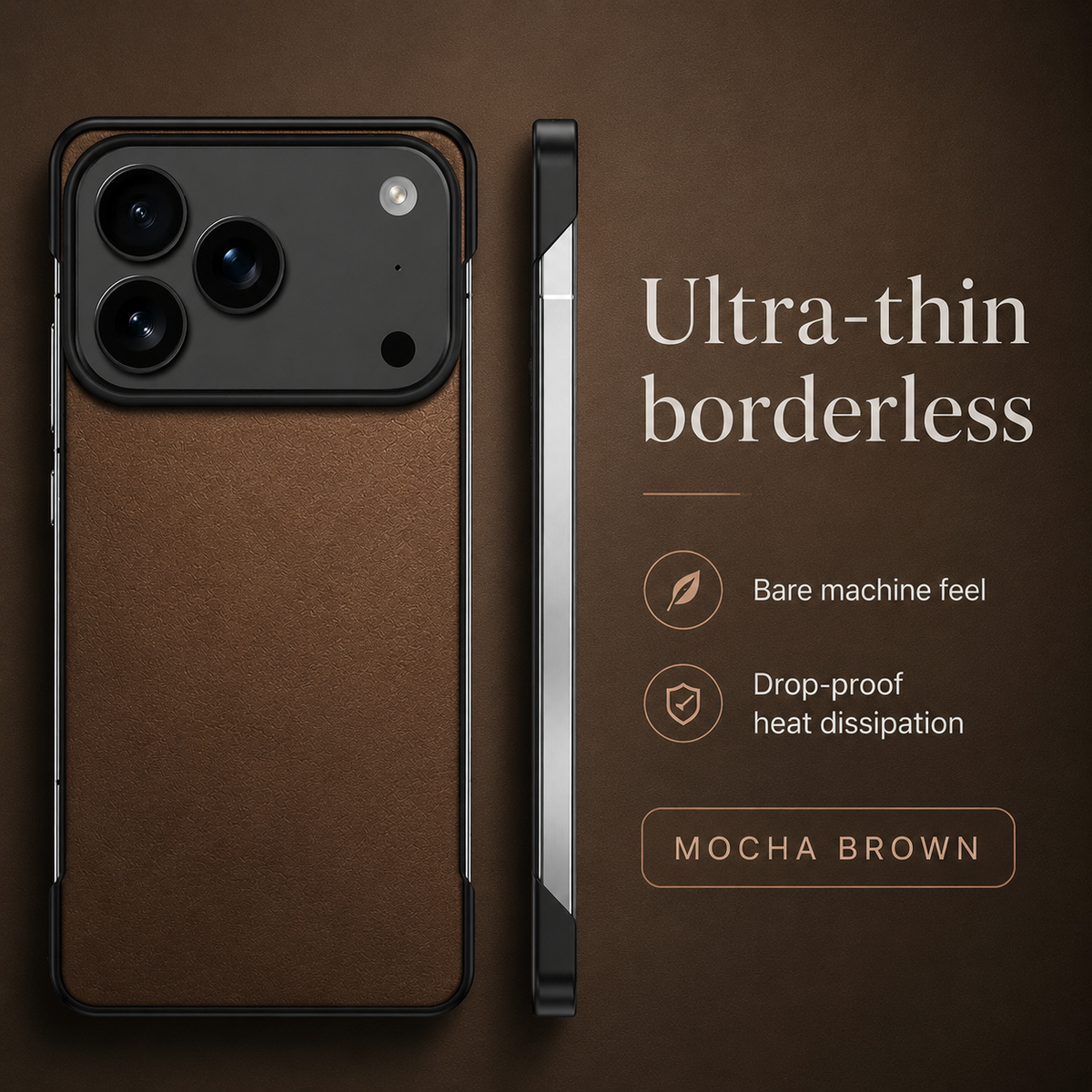 Premium iPhone Case MagSafe Compatible Ultra Thin Leather Cover Frameless PC Back Shockproof Anti Fall Camera Protection Non Slip Matte Slim Design