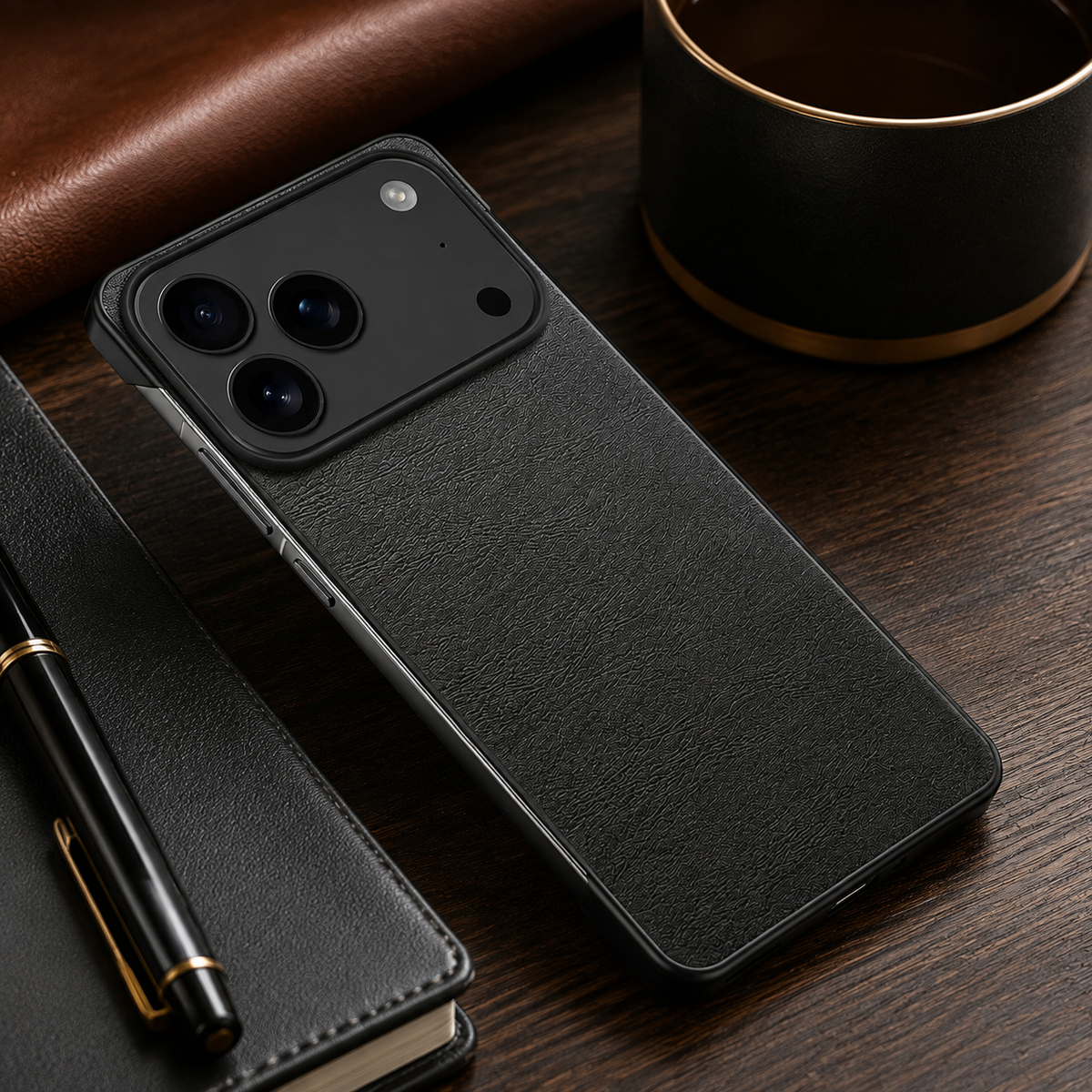 Premium iPhone Case MagSafe Compatible Ultra Thin Leather Cover Frameless PC Back Shockproof Anti Fall Camera Protection Non Slip Matte Slim Design
