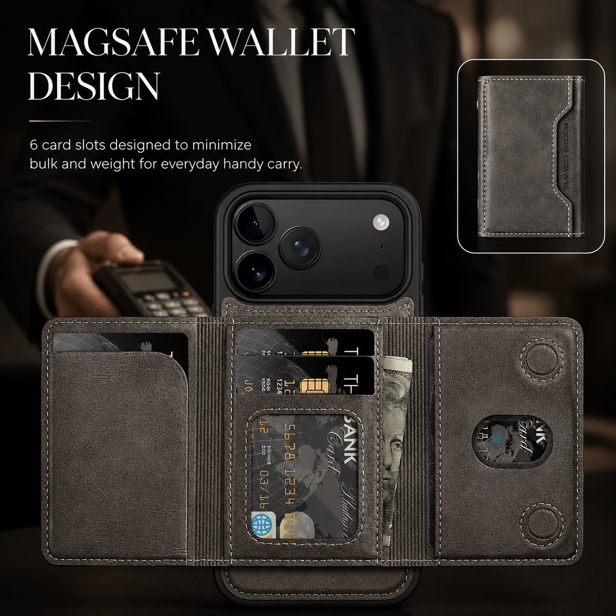 Premium iPhone Case MagSafe Compatible Wallet PU Leather Card Holder Shockproof Protective Cover Magnetic Anti Scratch Non Slip Secure Storage