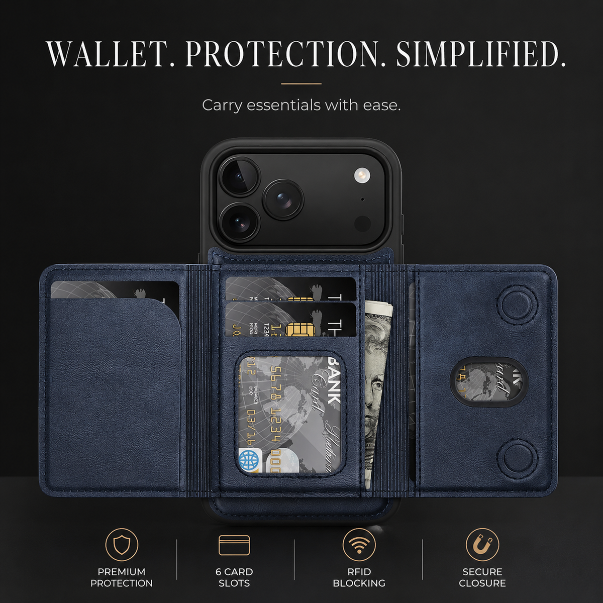 Premium iPhone Case MagSafe Compatible Wallet PU Leather Card Holder Shockproof Protective Cover Magnetic Anti Scratch Non Slip Secure Storage