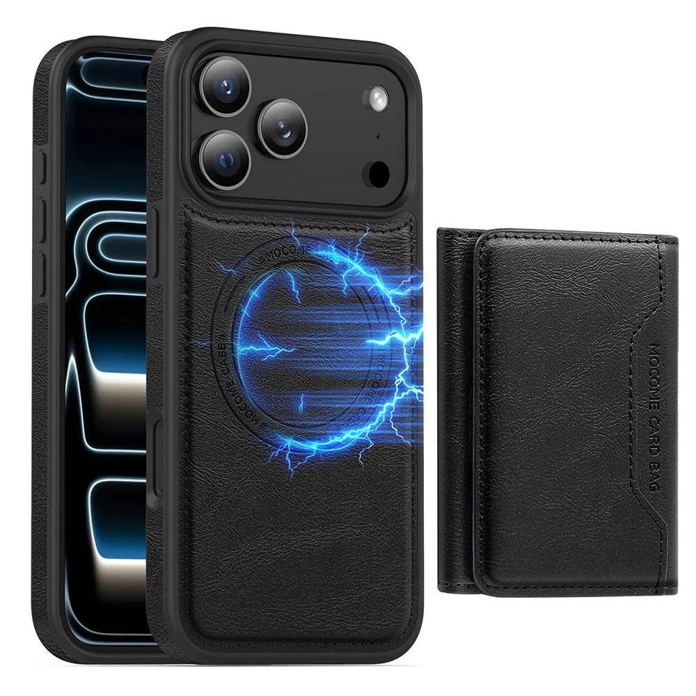 Premium iPhone Case MagSafe Compatible Wallet PU Leather Card Holder Shockproof Protective Cover Magnetic Anti Scratch Non Slip Secure Storage