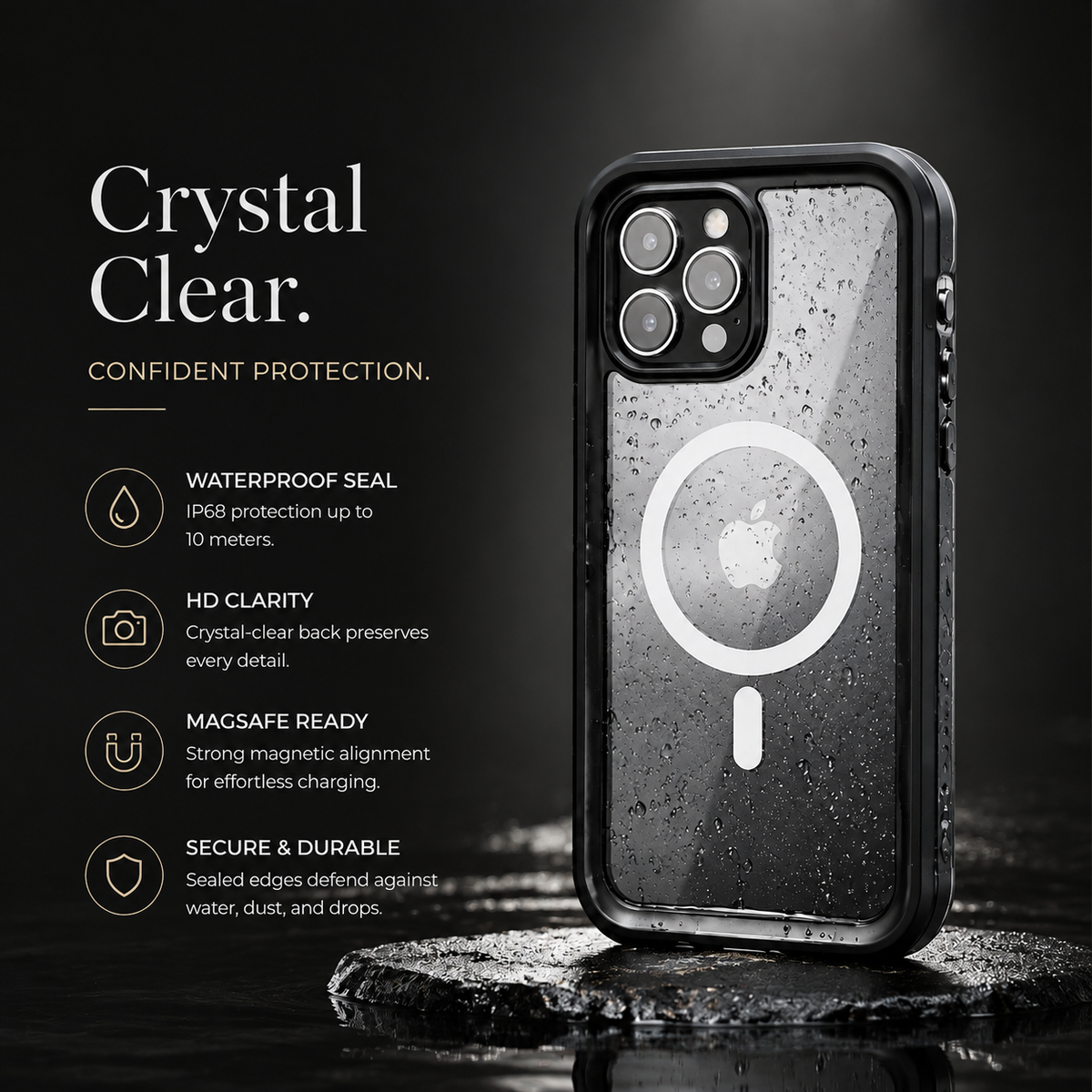 Premium iPhone Case MagSafe Compatible Waterproof IP68 Cover 360° Full Body Shockproof Protection Dustproof Camera Lens Guard Slim Rugged Outdoor Design
