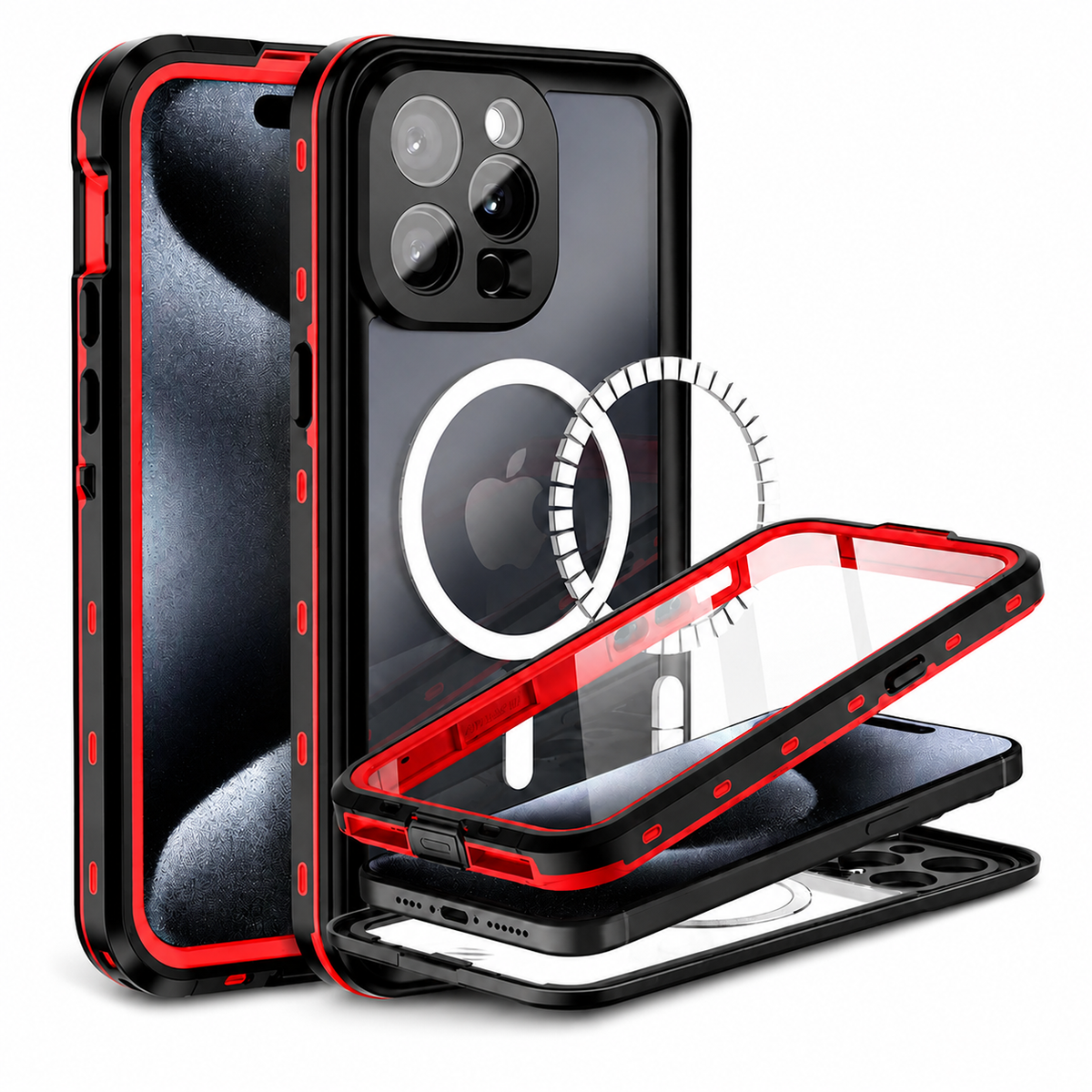 Premium iPhone Case MagSafe Compatible Waterproof IP68 Cover 360° Full Body Shockproof Protection Dustproof Camera Lens Guard Slim Rugged Outdoor Design