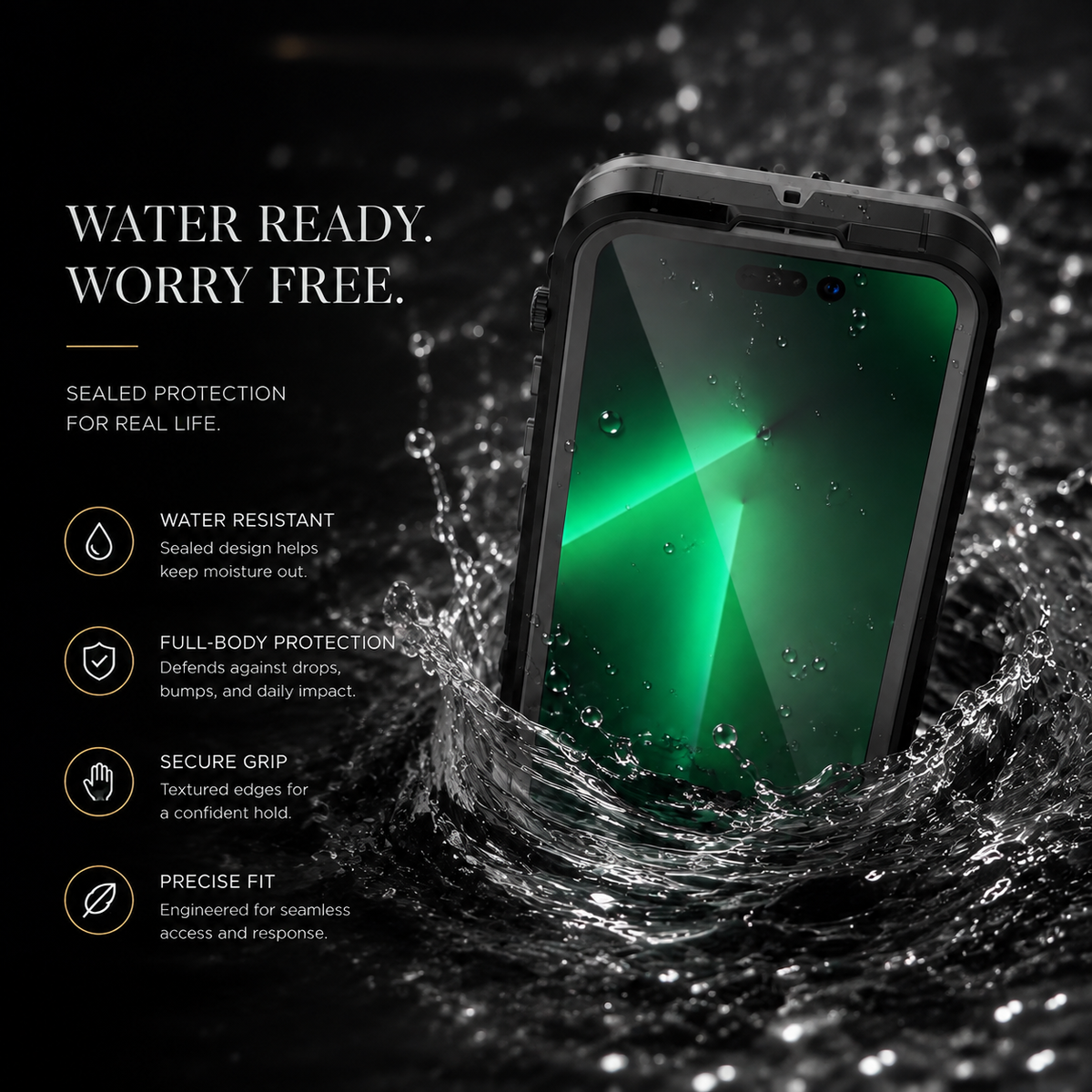 Premium iPhone Case MagSafe Compatible Waterproof IP68 Cover Full Body Protection Shockproof Dustproof Camera Lens Guard Slim Rugged Outdoor Design