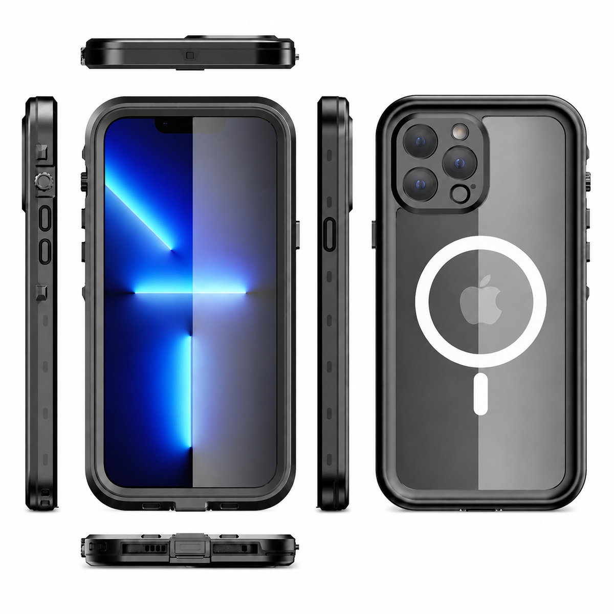 Premium iPhone Case MagSafe Compatible Waterproof IP68 Cover Full Body Protection Shockproof Dustproof Camera Lens Guard Slim Rugged Outdoor Design