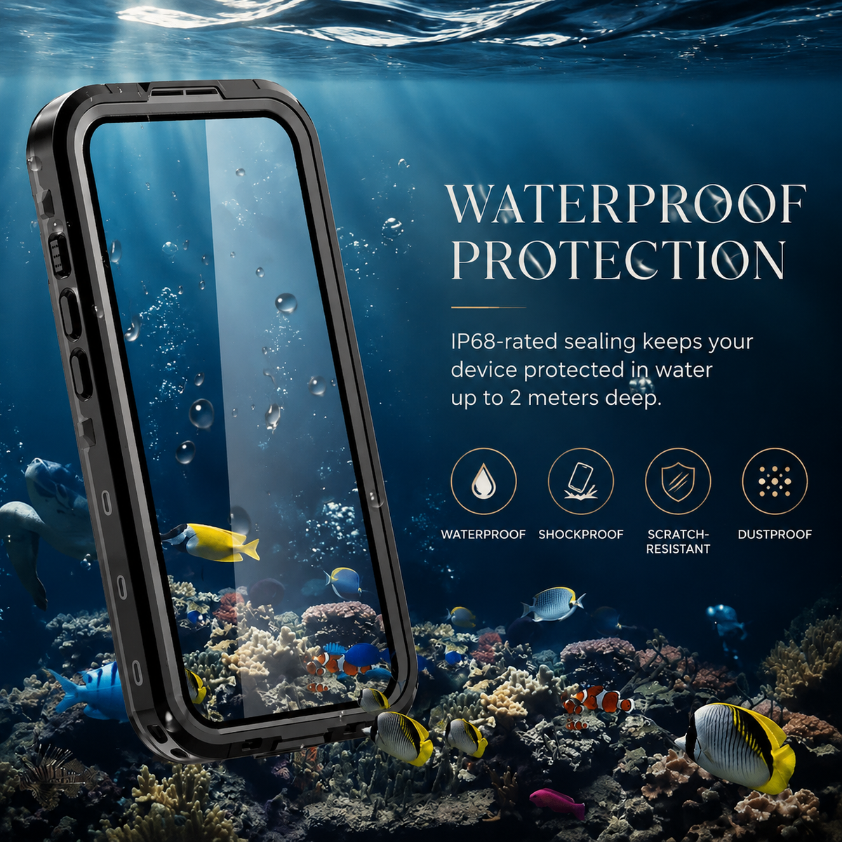 Premium iPhone Case MagSafe Compatible Waterproof IP68 Shockproof Protective Cover Full Body Sealed Camera Lens Protection Dustproof Rugged Design