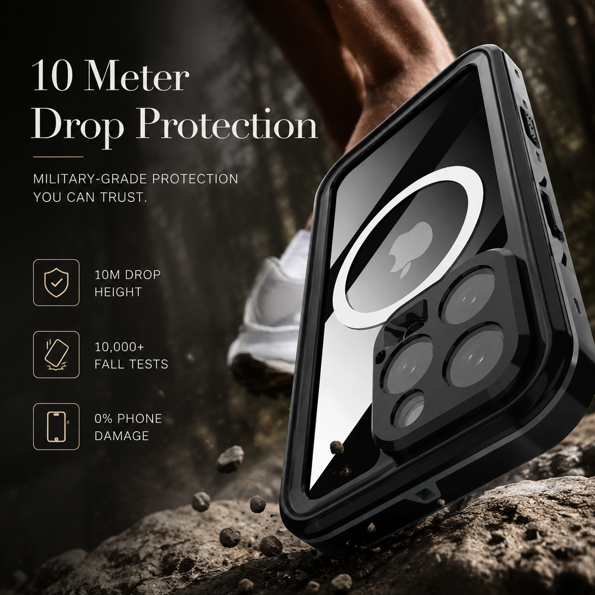 Premium iPhone Case MagSafe Compatible Waterproof IP68 Shockproof Protective Cover Full Body Sealed Camera Lens Protection Dustproof Rugged Design