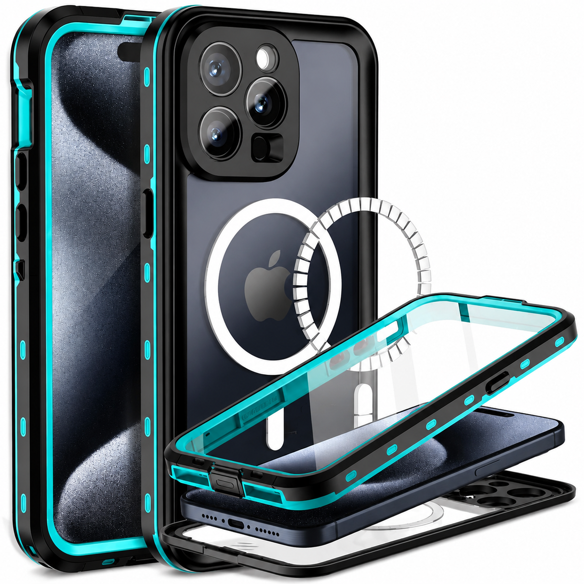 Premium iPhone Case MagSafe Compatible Waterproof IP68 Shockproof Protective Cover Full Body Sealed Camera Lens Protection Dustproof Rugged Design