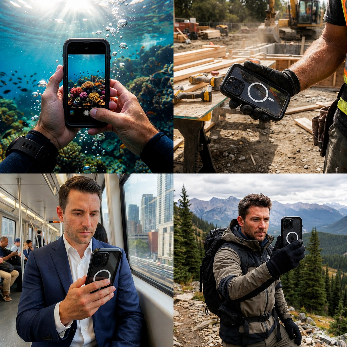 Premium iPhone Case MagSafe Compatible Waterproof IP68 Shockproof Protective Cover Full Body Sealed Camera Lens Protection Dustproof Rugged Design
