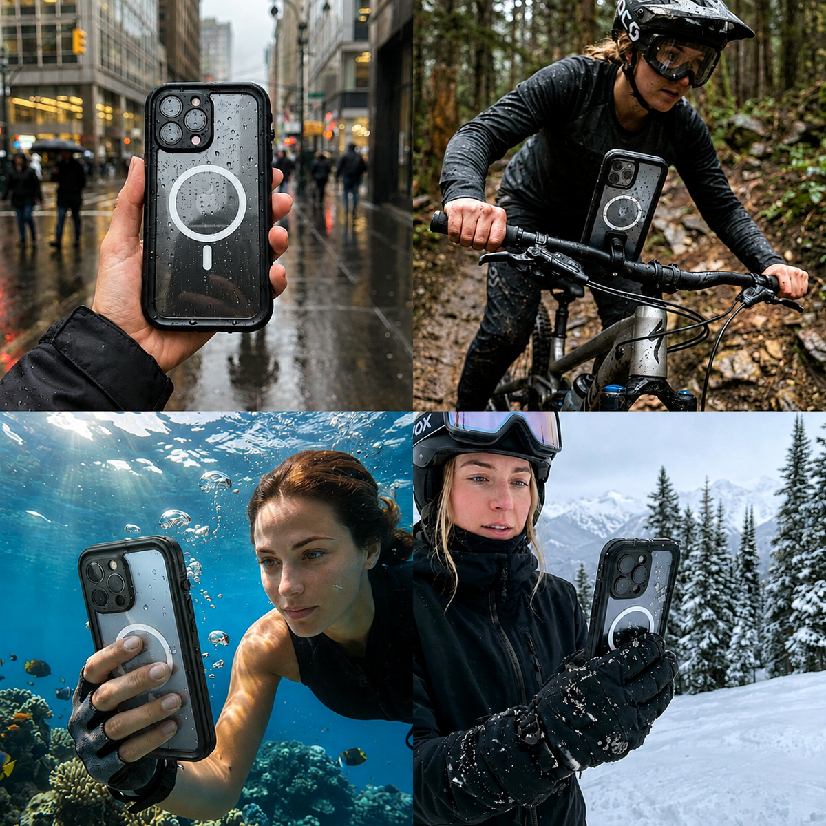 Premium iPhone Case MagSafe Compatible Waterproof IP68 Shockproof Protective Cover Full Body Sealed Camera Lens Protection Dustproof Rugged Design