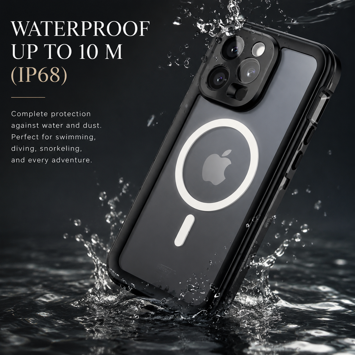 Premium iPhone Case MagSafe Compatible Waterproof IP68 Shockproof Protective Cover Full Body Sealed Camera Lens Protection Dustproof Rugged Design