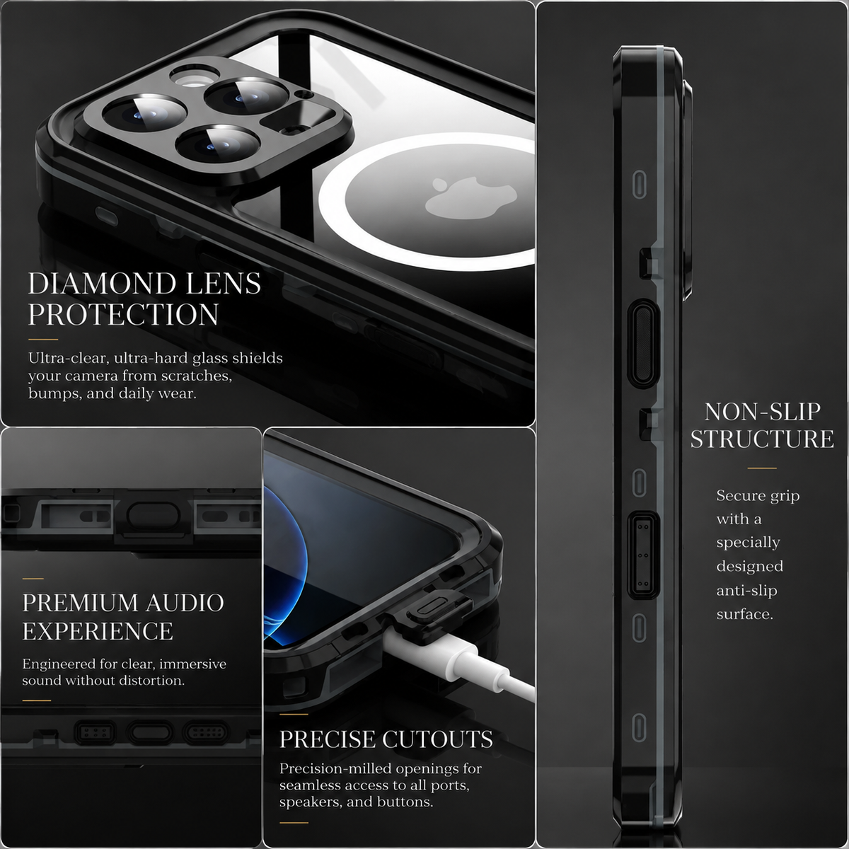 Premium iPhone Case MagSafe Compatible Waterproof IP68 Shockproof Protective Cover Full Body Sealed Camera Lens Protection Dustproof Rugged Design