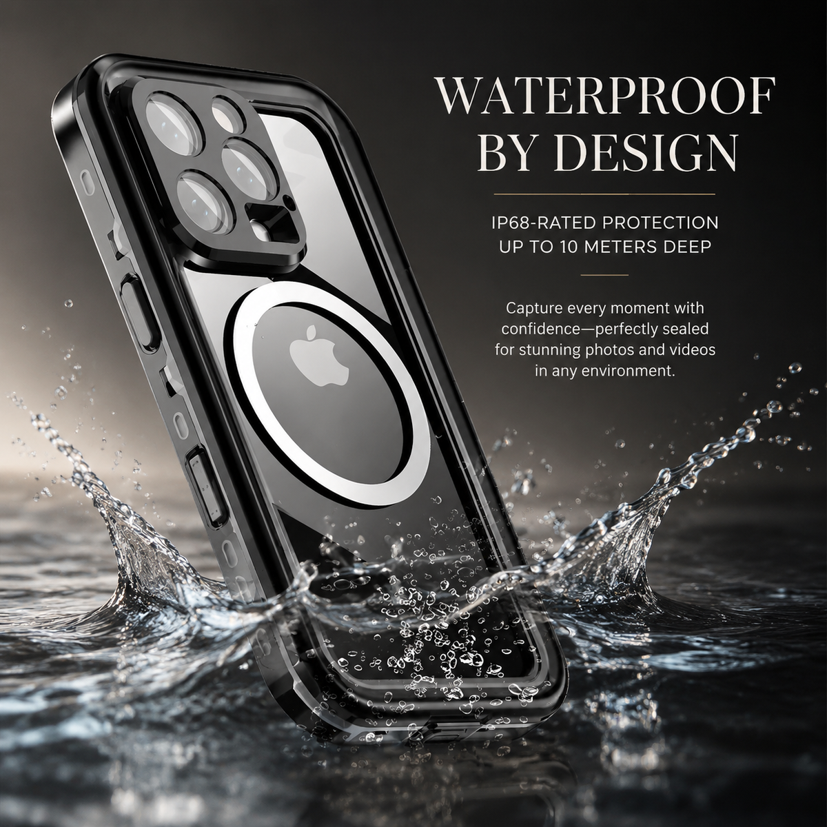 Premium iPhone Case MagSafe Compatible Waterproof IP68 Shockproof Protective Cover Full Body Sealed Camera Lens Protection Dustproof Rugged Design