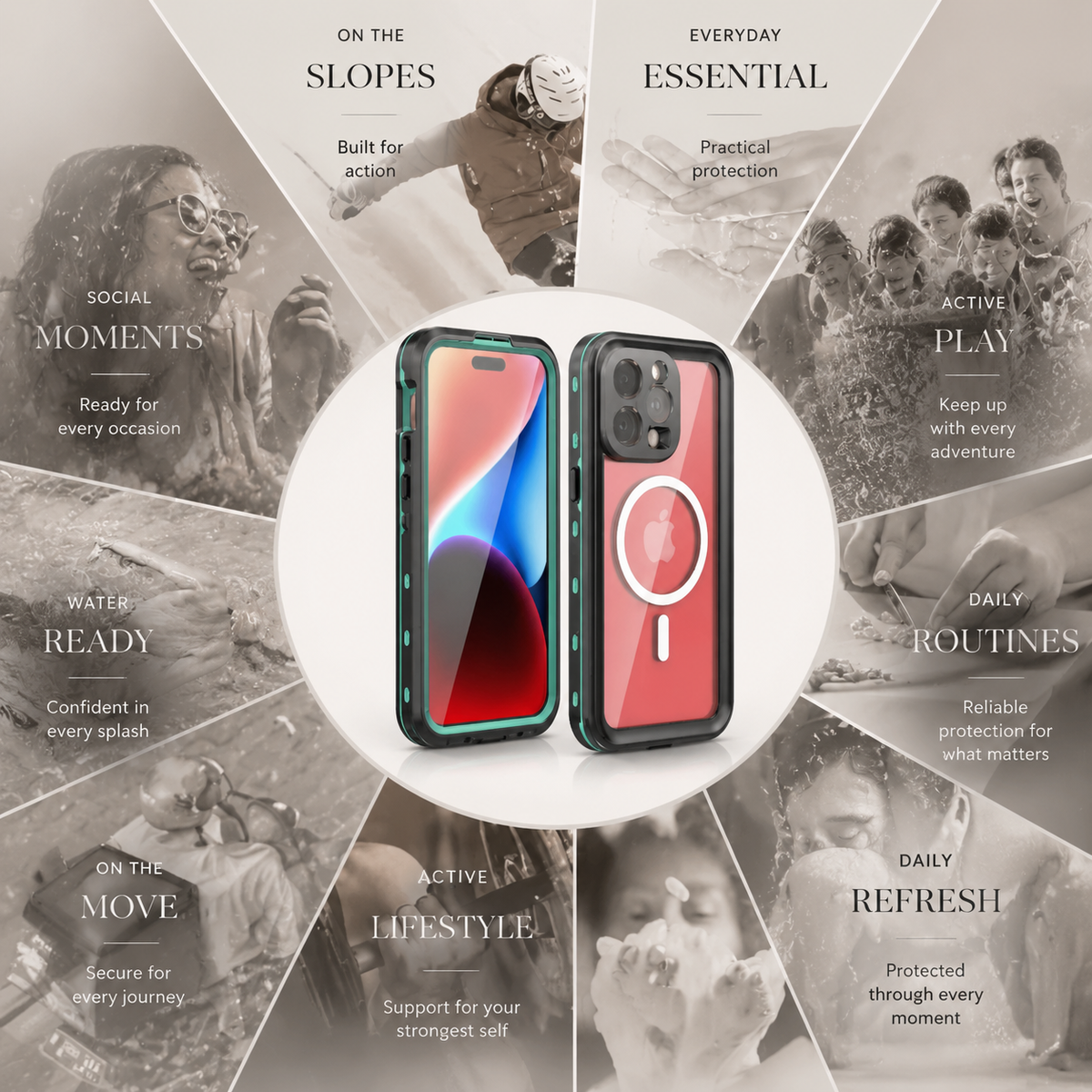 Premium iPhone Case MagSafe Compatible Waterproof IP68 Shockproof Protective Cover Full Body Sealed Camera Lens Protection Transparent Rugged Design