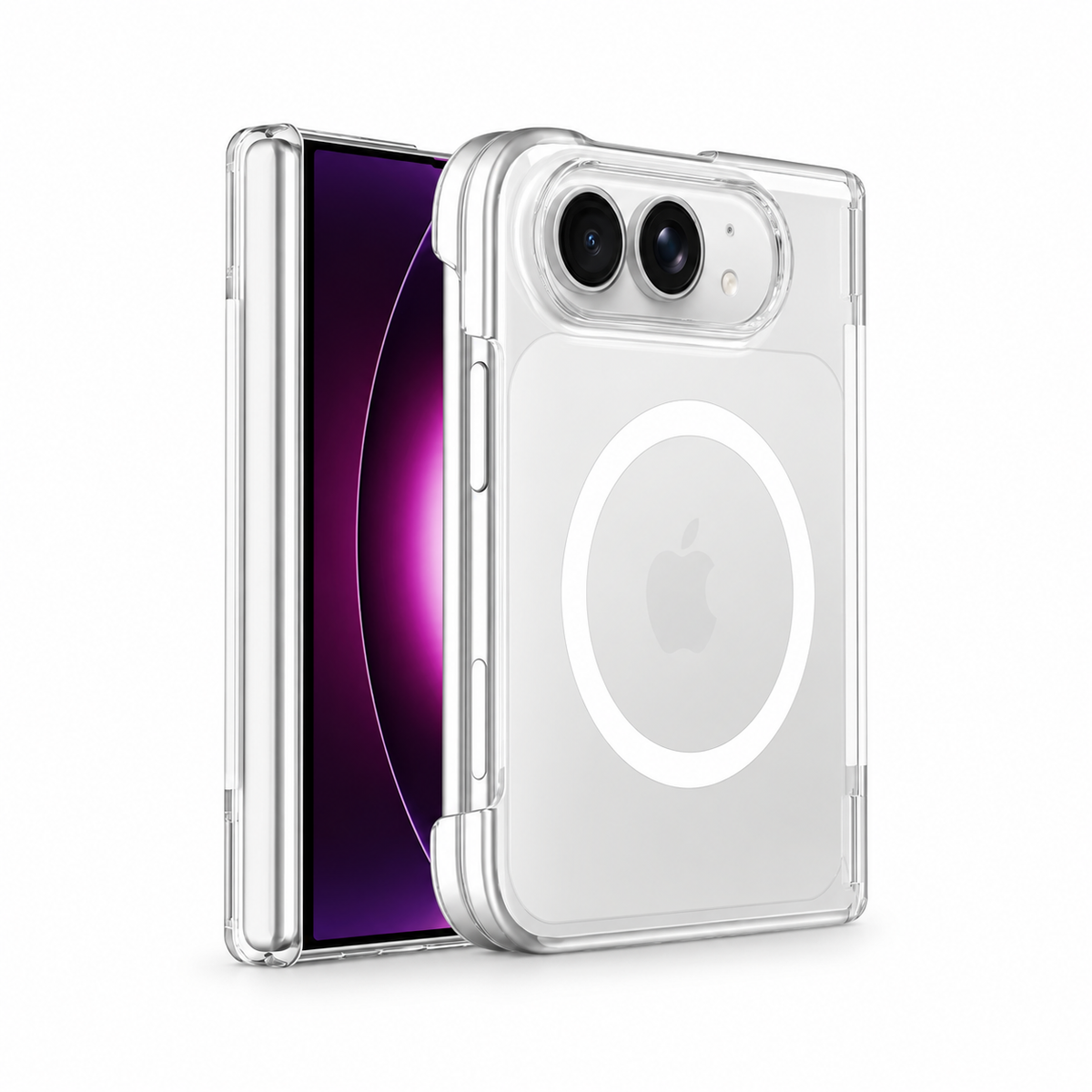 Premium iPhone Case MagSafe Crystal Clear Magnetic Foldable Shockproof PC TPU Full Coverage Anti Scratch Non Slip Lightweight Protective Cover Case
