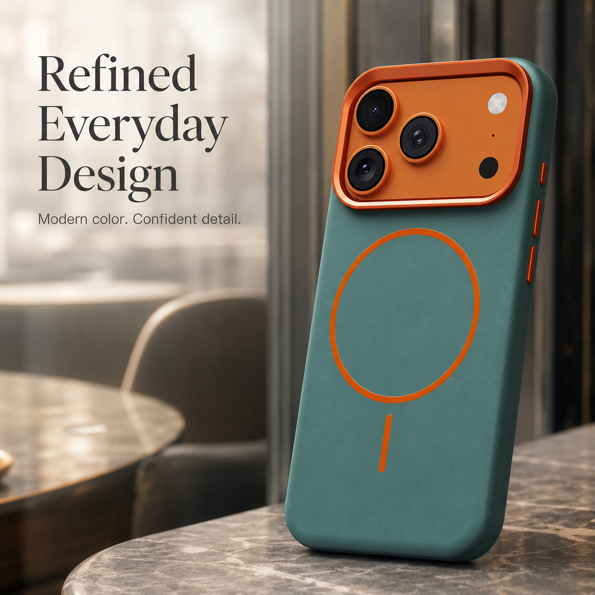 Premium iPhone Case MagSafe Elephant Texture Faux Leather Magnetic Wireless Charging Full Coverage Protective Cover Slim Business Shockproof Case