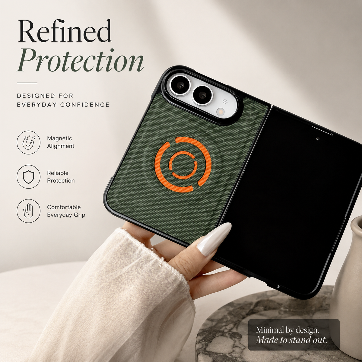 Premium iPhone Case MagSafe Fabric PU Leather Magnetic Full Camera Protection Shockproof Non Slip Matte Lightweight Textured Protective Back Cover Case