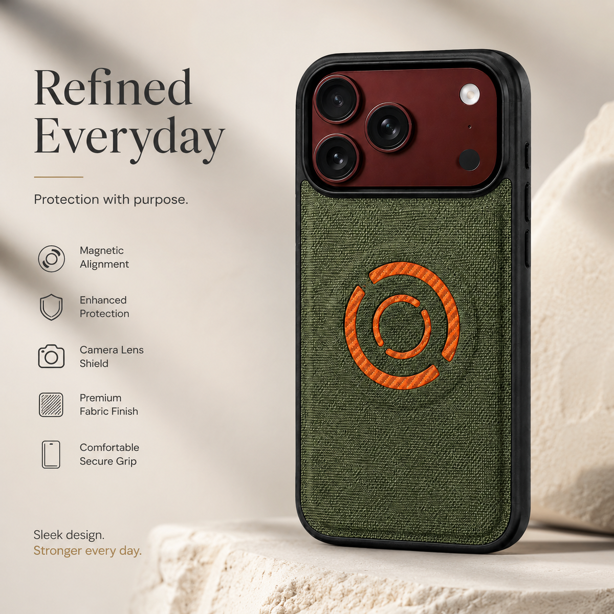 Premium iPhone Case MagSafe Fabric PU Leather Magnetic Full Camera Protection Shockproof Non Slip Matte Lightweight Textured Protective Back Cover Case