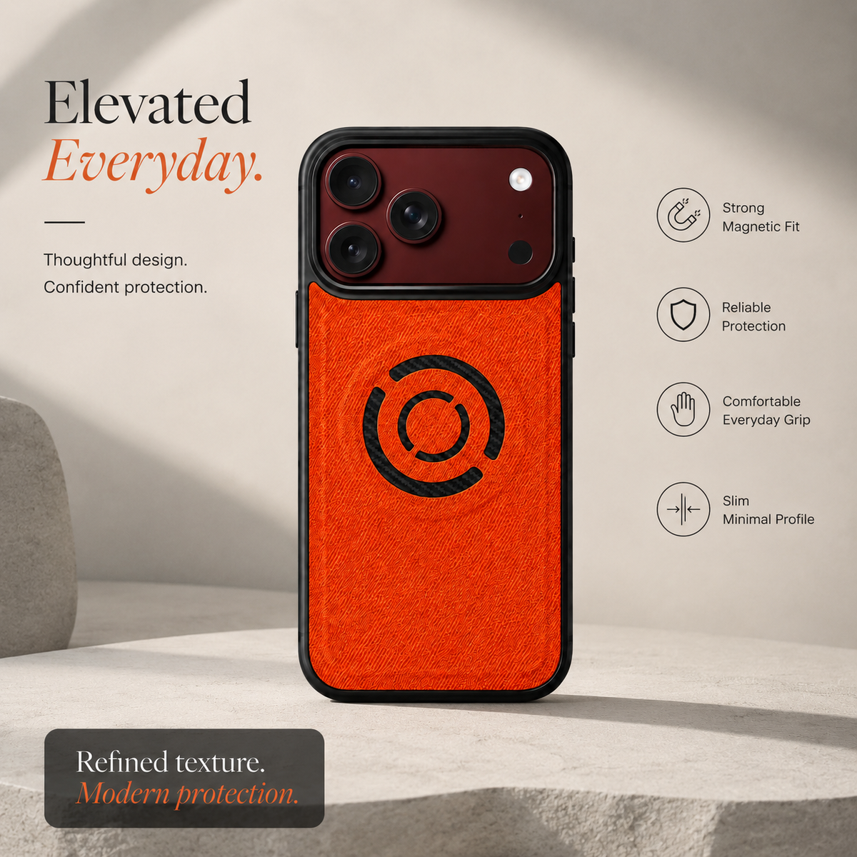 Premium iPhone Case MagSafe Fabric PU Leather Magnetic Full Camera Protection Shockproof Non Slip Matte Lightweight Textured Protective Back Cover Case