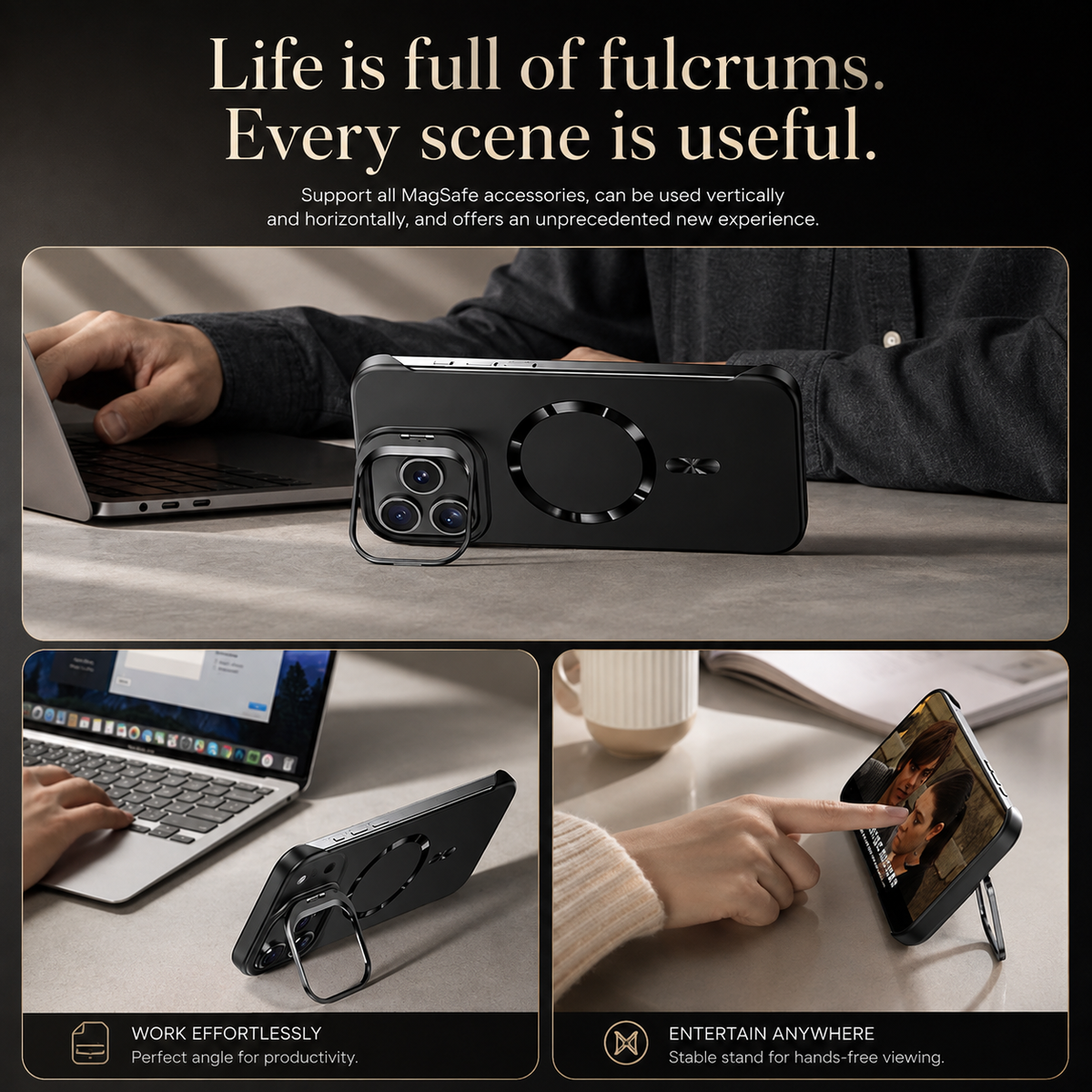 Premium iPhone Case MagSafe Frameless Metal Lens Holder Magnetic Ultra Thin Matte PC Anti Scratch Non Slip Lightweight Full Coverage Protective Cover