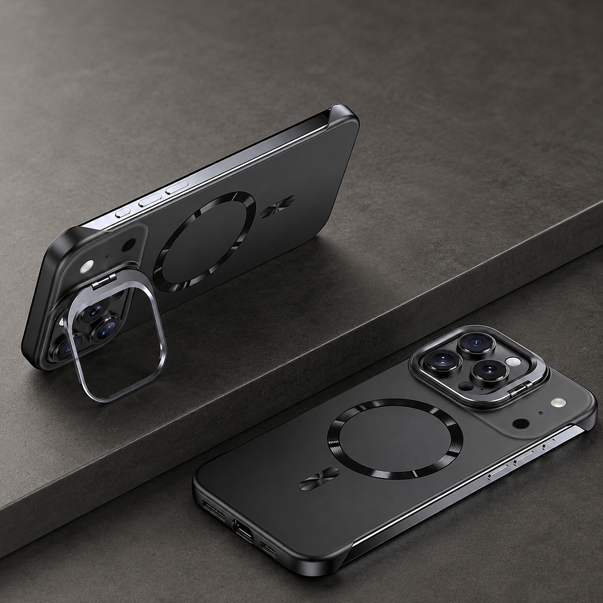Premium iPhone Case MagSafe Frameless Metal Lens Holder Magnetic Ultra Thin Matte PC Anti Scratch Non Slip Lightweight Full Coverage Protective Cover