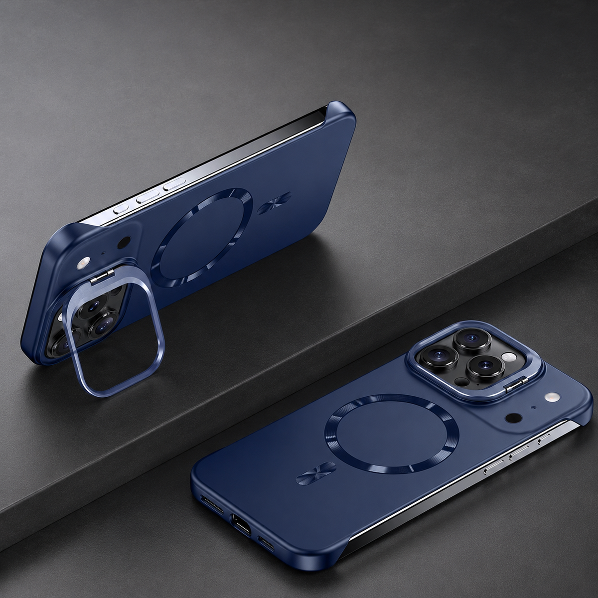 Premium iPhone Case MagSafe Frameless Metal Lens Holder Magnetic Ultra Thin Matte PC Anti Scratch Non Slip Lightweight Full Coverage Protective Cover