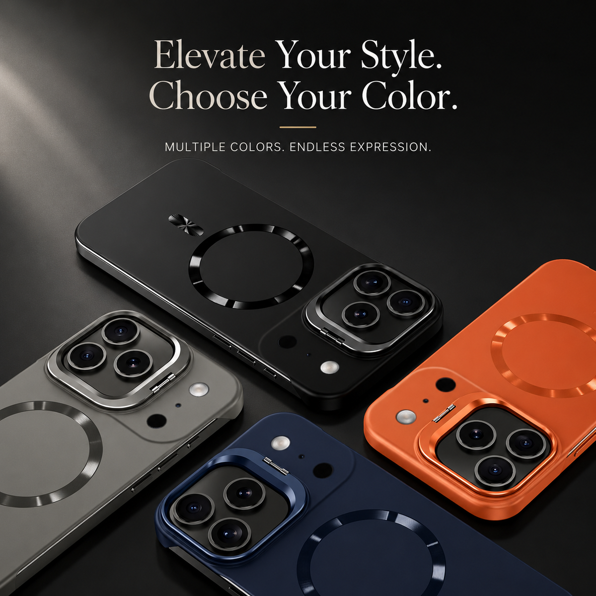 Premium iPhone Case MagSafe Frameless Metal Lens Holder Magnetic Ultra Thin Matte PC Anti Scratch Non Slip Lightweight Full Coverage Protective Cover