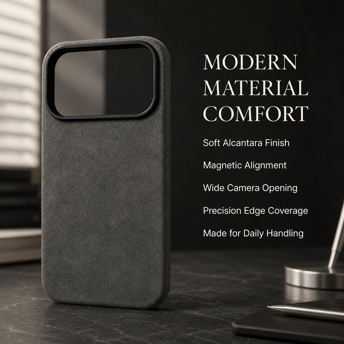 Premium iPhone Case MagSafe Genuine Alcantara Leather Magnetic Soft Touch Protective Cover Textured Non Slip Slim Business Shockproof Soft Case Design