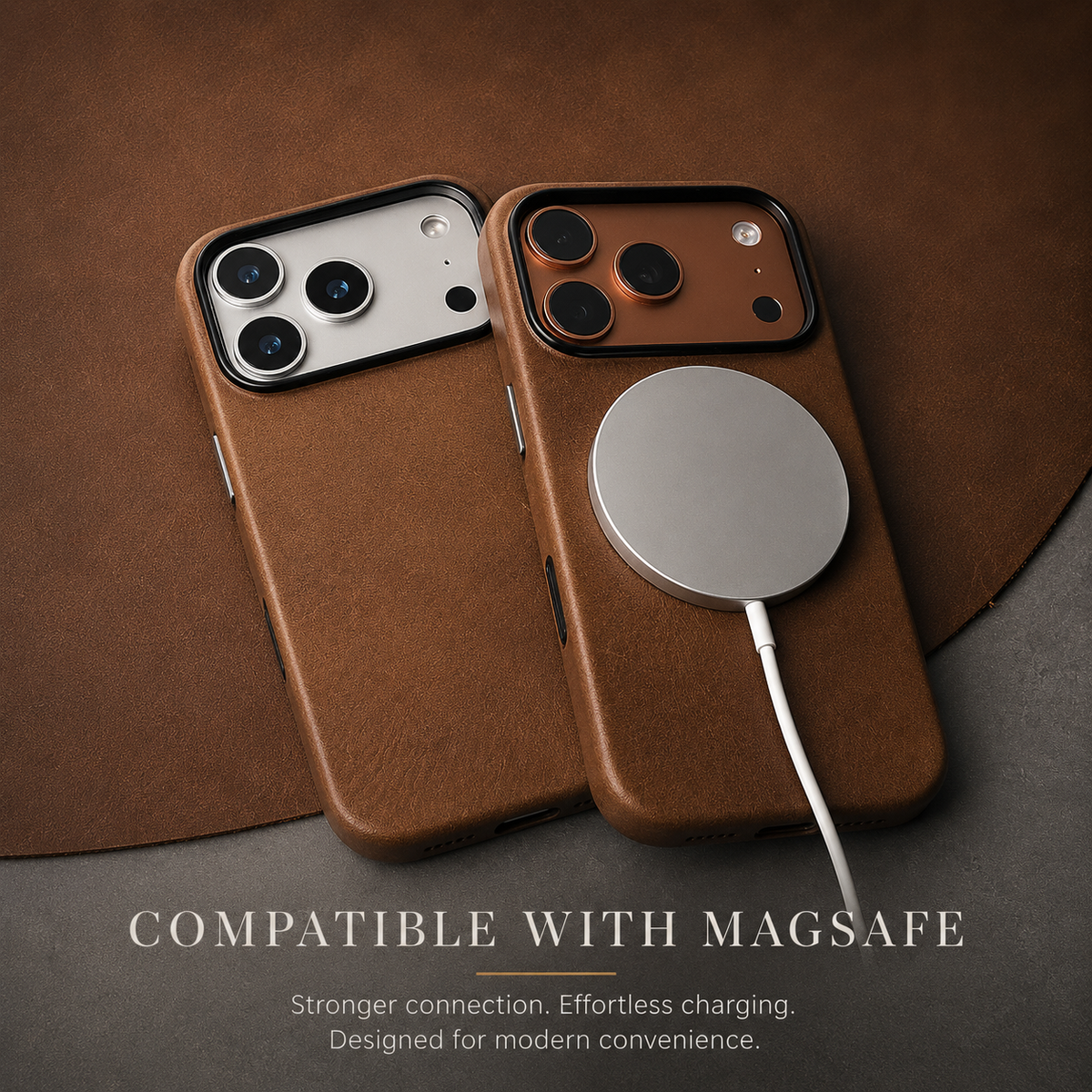 Premium iPhone Case MagSafe Genuine Cowhide Leather Magnetic Protective Cover Anti Fingerprint Non Slip Retro Full Coverage Shock Resistant Slim Luxury