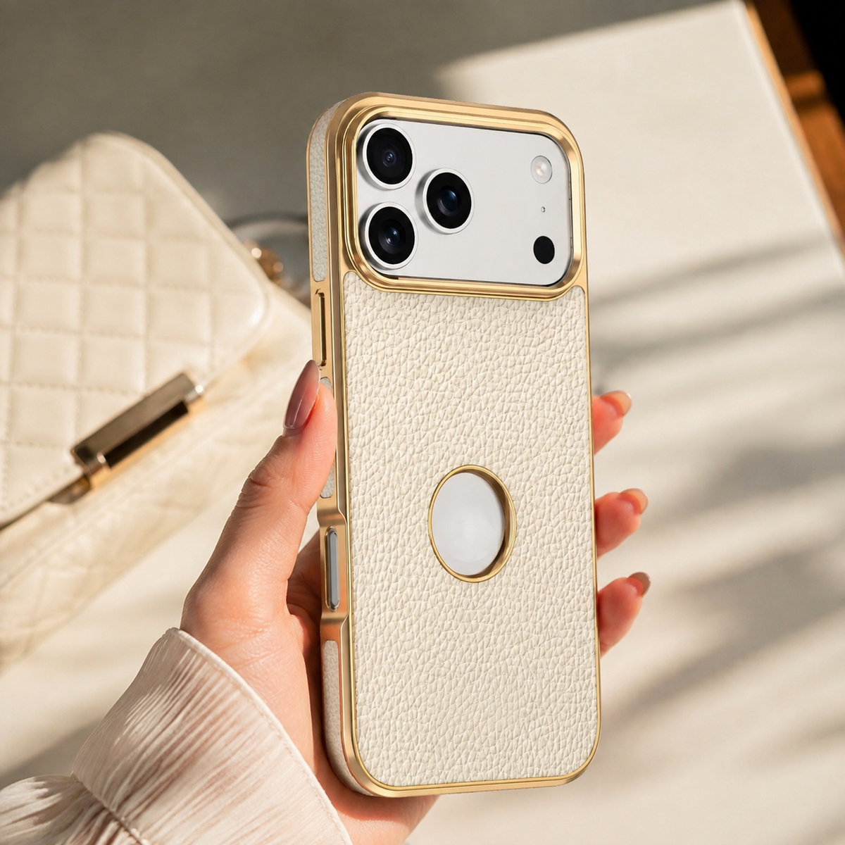 Premium iPhone Case MagSafe Genuine Cowhide Leather Slim Protective Cover Lychee Texture Anti Fingerprint Non Slip Camera Protection Magnetic Lightweight