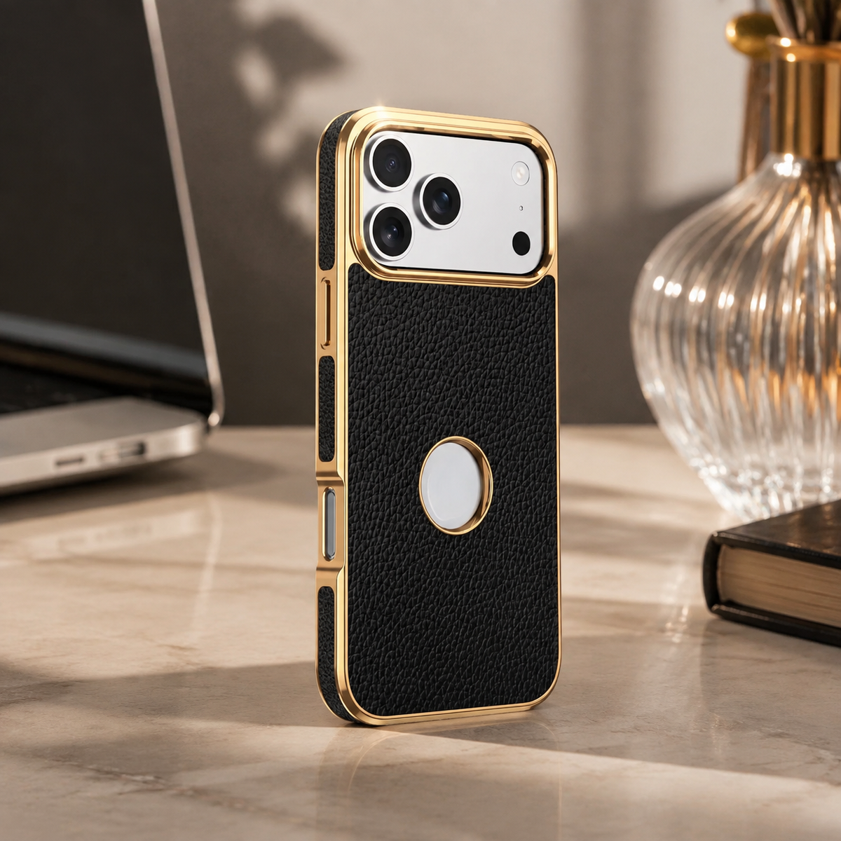 Premium iPhone Case MagSafe Genuine Cowhide Leather Slim Protective Cover Lychee Texture Anti Fingerprint Non Slip Camera Protection Magnetic Lightweight