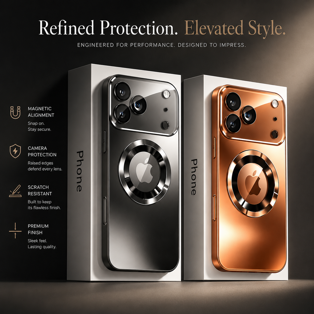 Premium iPhone Case MagSafe Glass Camera Lens Protector Magnetic Wireless Charging Shockproof PC TPU Slim Reinforced Protective Bumper Cover Case