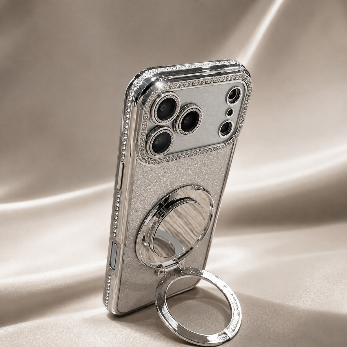 Premium iPhone Case MagSafe Glitter Diamond Mirror Magnetic Bracket Stand Makeup Lens Film Anti Scratch Non Slip Jewelled Protective Cover