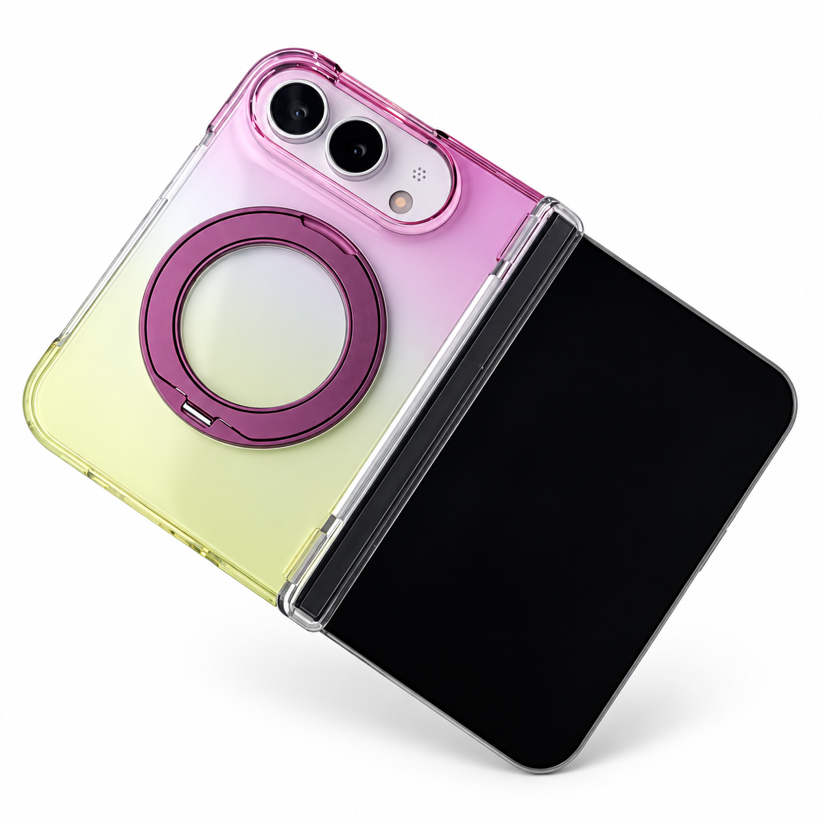 Premium iPhone Case MagSafe Gradient Foldable Hinge Armor Magnetic 360 Rotating Stand Shockproof Slim Protective Cover for iPhone Ultra Fold