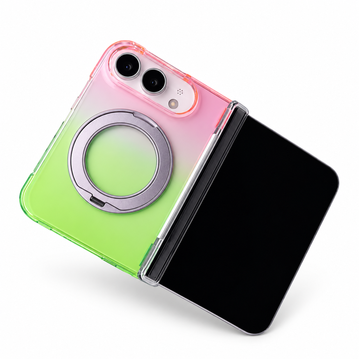 Premium iPhone Case MagSafe Gradient Foldable Hinge Armor Magnetic 360 Rotating Stand Shockproof Slim Protective Cover for iPhone Ultra Fold
