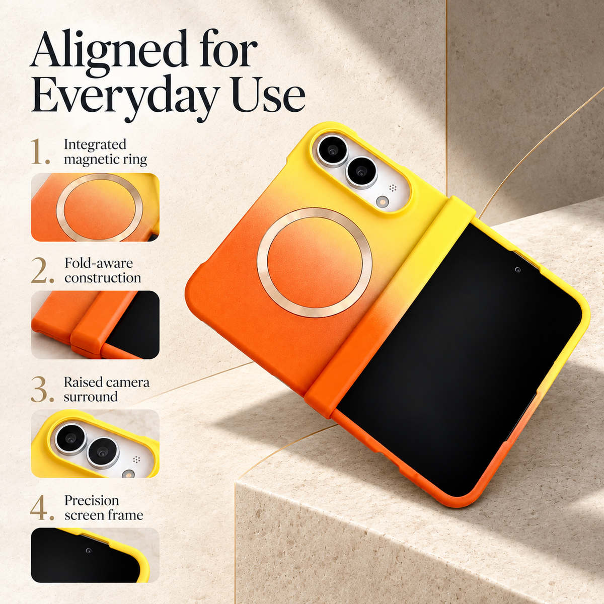 Premium iPhone Case MagSafe Gradient Hinge Protection Magnetic Hard PC Shockproof Foldable Anti Scratch Slim Protective Phone Cover Case Design
