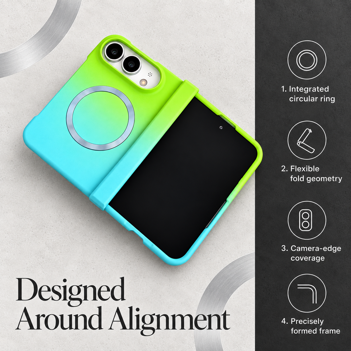Premium iPhone Case MagSafe Gradient Hinge Protection Magnetic Hard PC Shockproof Foldable Anti Scratch Slim Protective Phone Cover Case Design