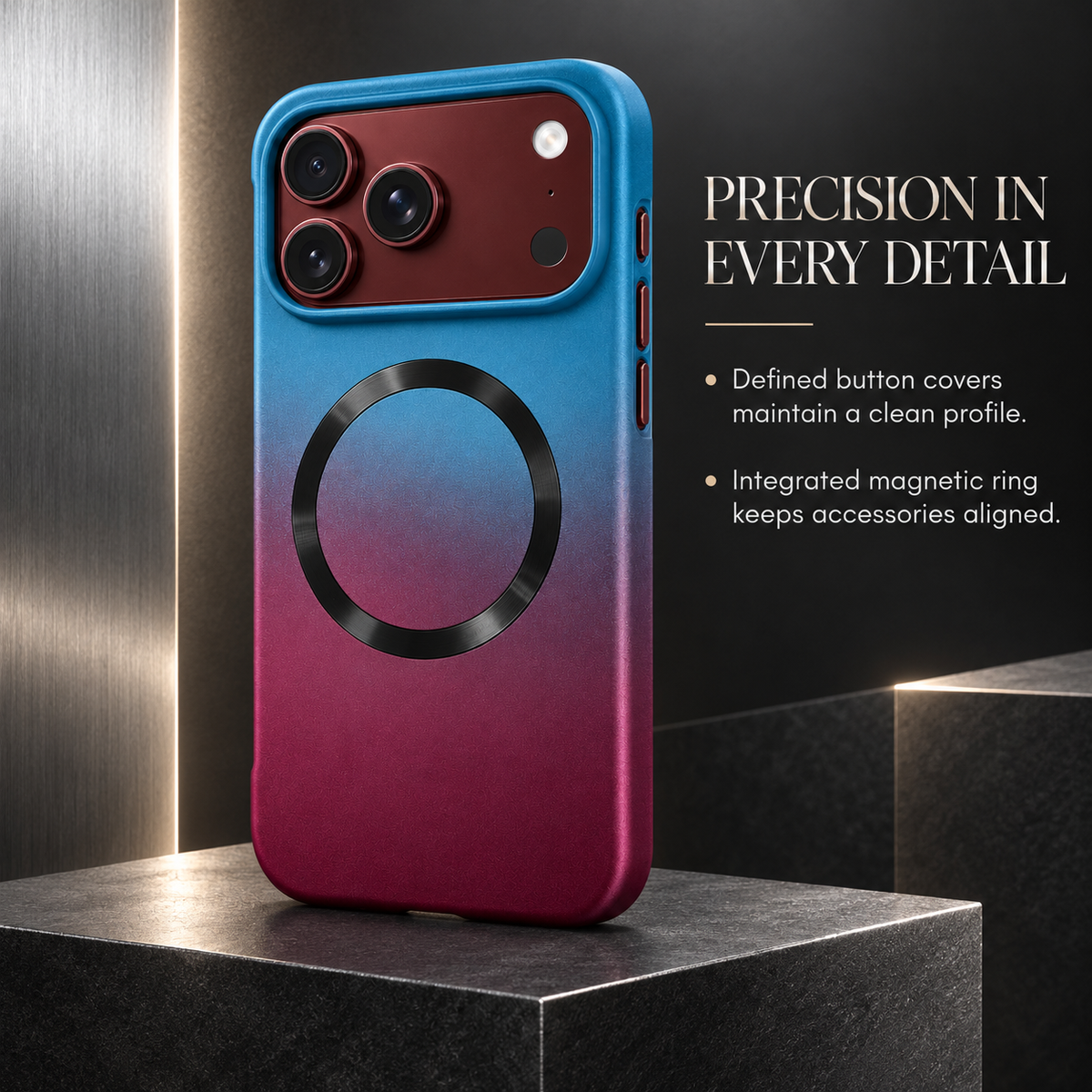 Premium iPhone Case MagSafe Gradient Hinge Protection Magnetic Hard PC Shockproof Foldable Anti Scratch Slim Protective Phone Cover Case Design