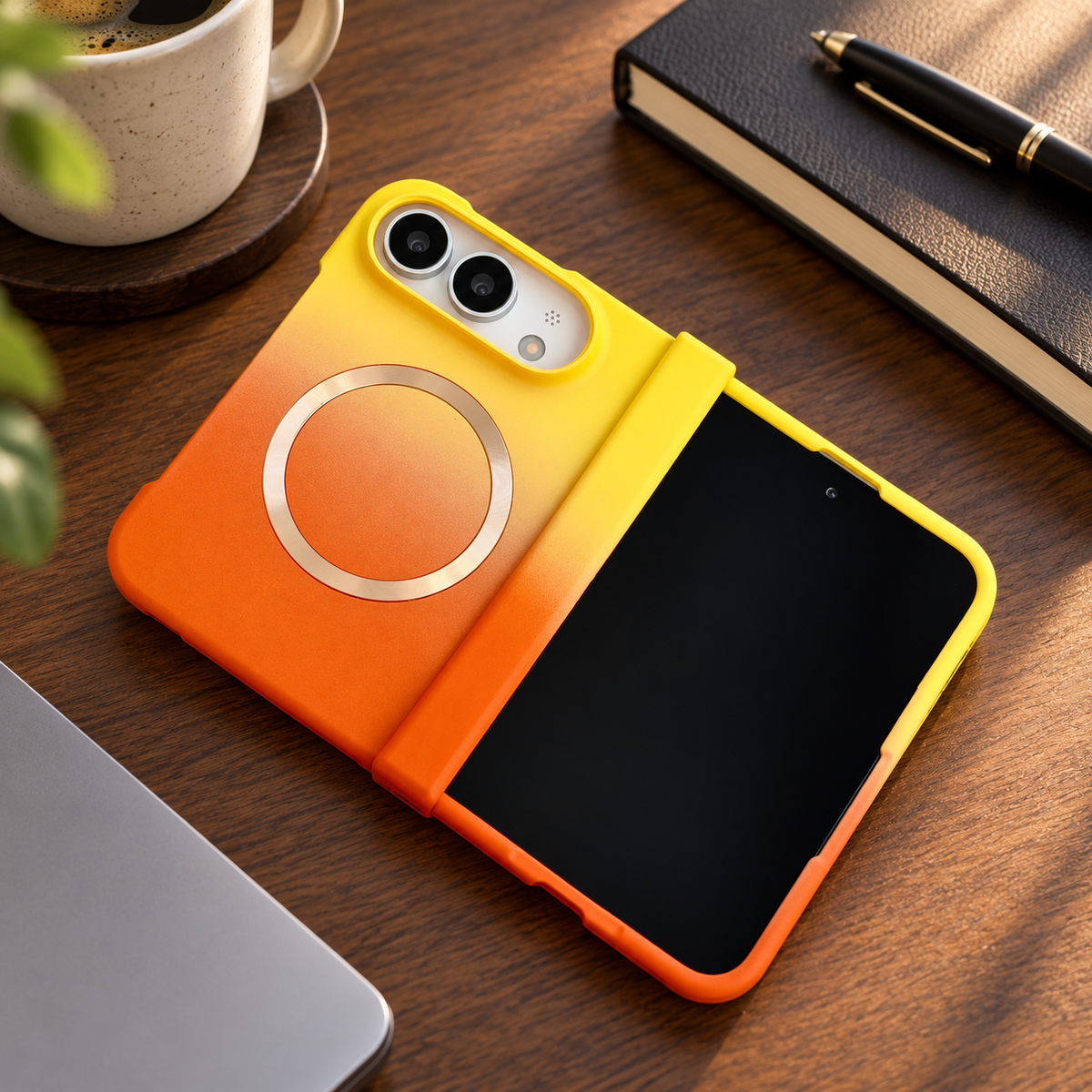 Premium iPhone Case MagSafe Gradient Hinge Protection Magnetic Hard PC Shockproof Foldable Anti Scratch Slim Protective Phone Cover Case Design