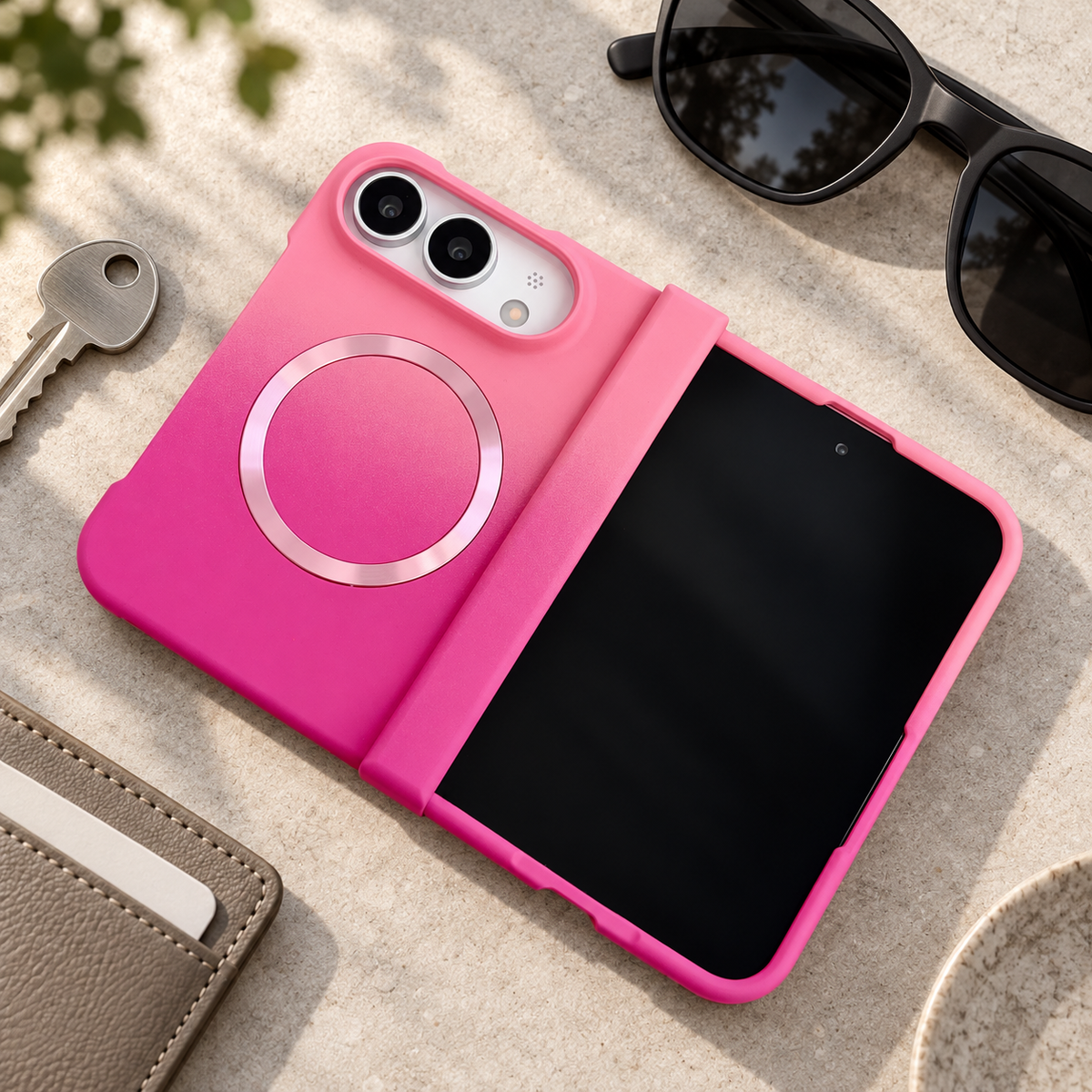 Premium iPhone Case MagSafe Gradient Hinge Protection Magnetic Hard PC Shockproof Foldable Anti Scratch Slim Protective Phone Cover Case Design