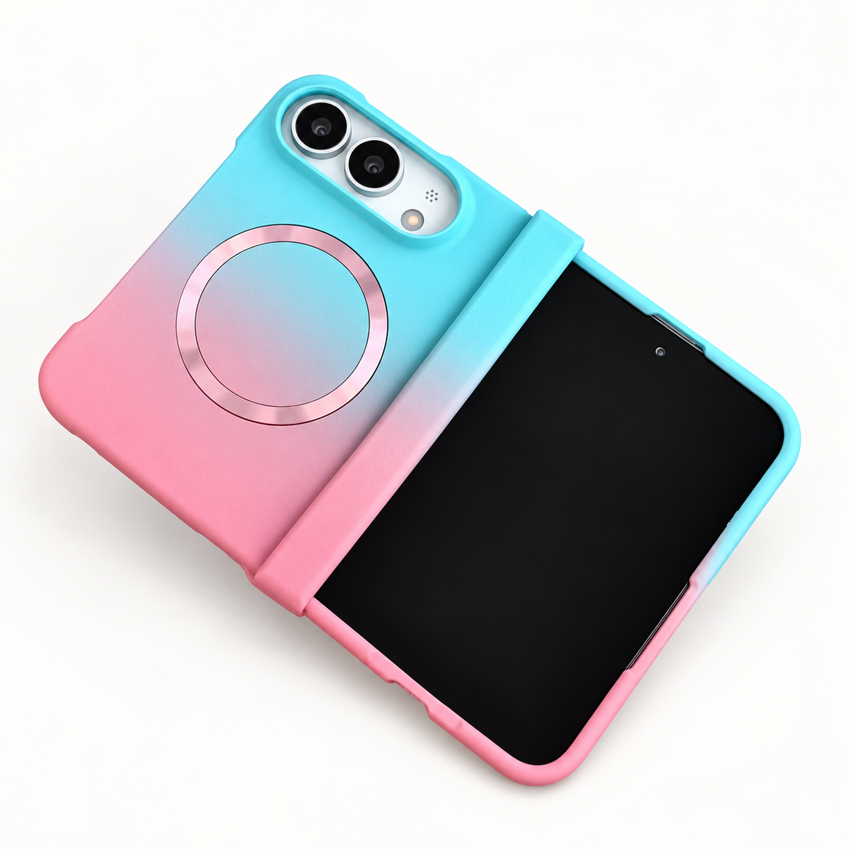 Premium iPhone Case MagSafe Gradient Hinge Protection Magnetic Hard PC Shockproof Foldable Anti Scratch Slim Protective Phone Cover Case Design