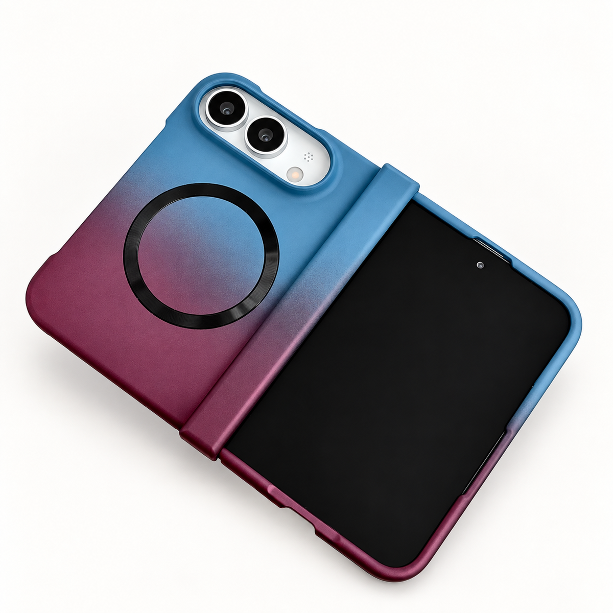 Premium iPhone Case MagSafe Gradient Hinge Protection Magnetic Hard PC Shockproof Foldable Anti Scratch Slim Protective Phone Cover Case Design