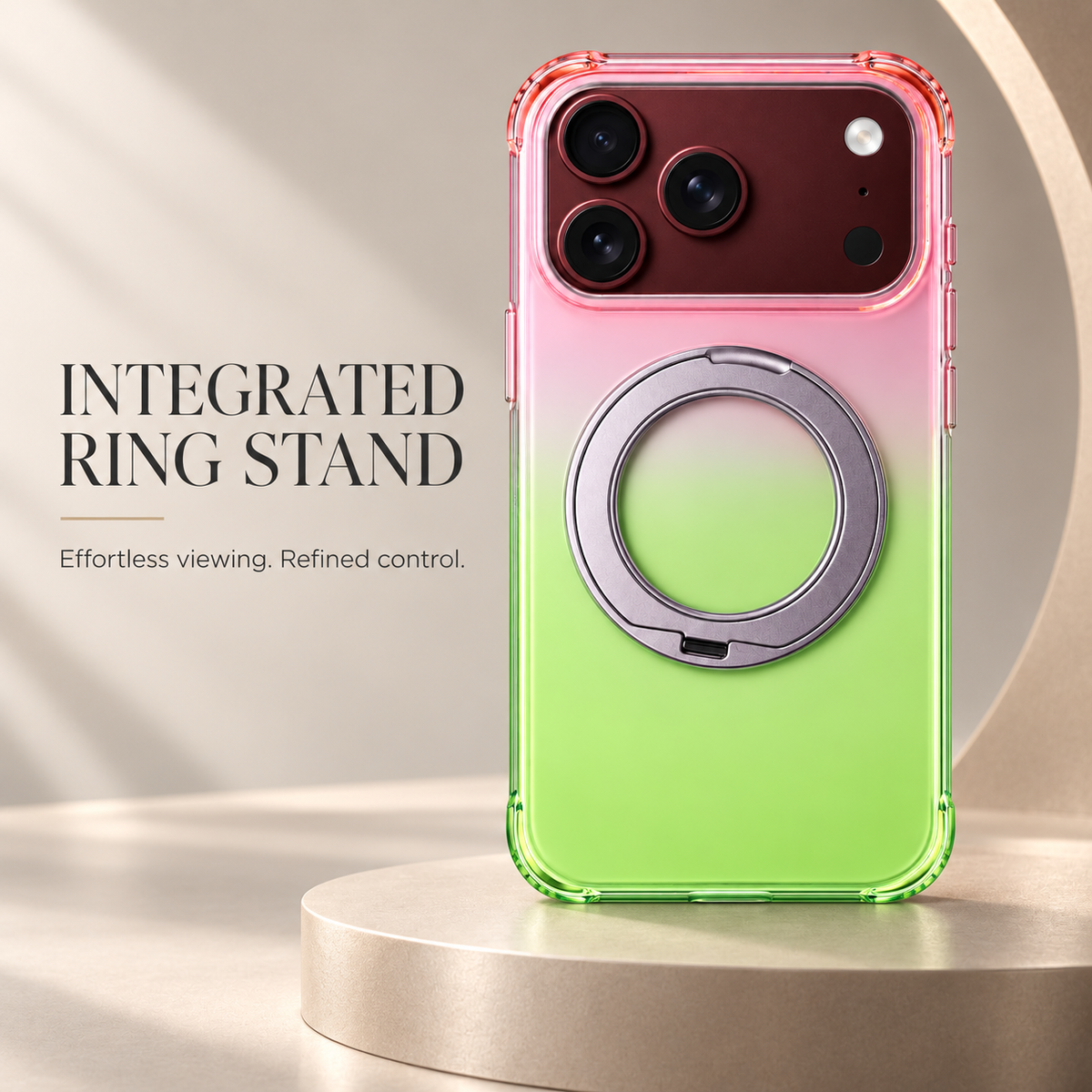 Premium iPhone Case MagSafe Gradient Magnetic Rotating Folding Stand Hinge Protection Shockproof Foldable Slim Protective Cover Case Design